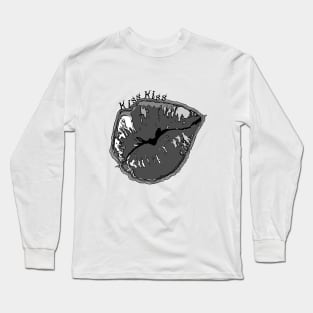 Kiss Kiss, Rock and Roll t-shirt, Lip lock, Everyday Tee, Urban shirt, Love t-shirt, Passion top, Gothic clothes Long Sleeve T-Shirt